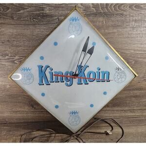 Vintage KING KOIN Clock 1963 Light Up PAM Clock Co. Advertising RARE Glass Front